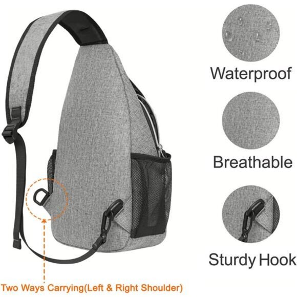 Sling Backpack, Multipurpose Crossbody Shoulder Bag Travel Hiking Daypack - Picture 3 of 7